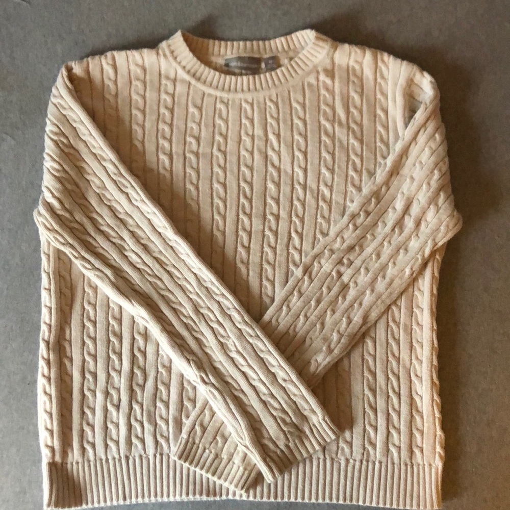 Craft & Barrow Cream Colored Cable Knit Sweater